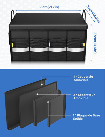 Rangement Coffre De Voiture 55L Oxford 600D Support 30KG Pliable