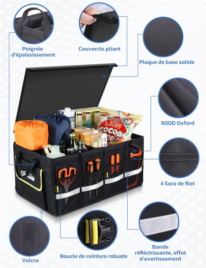 Rangement Coffre De Voiture 55L Oxford 600D Support 30KG Pliable