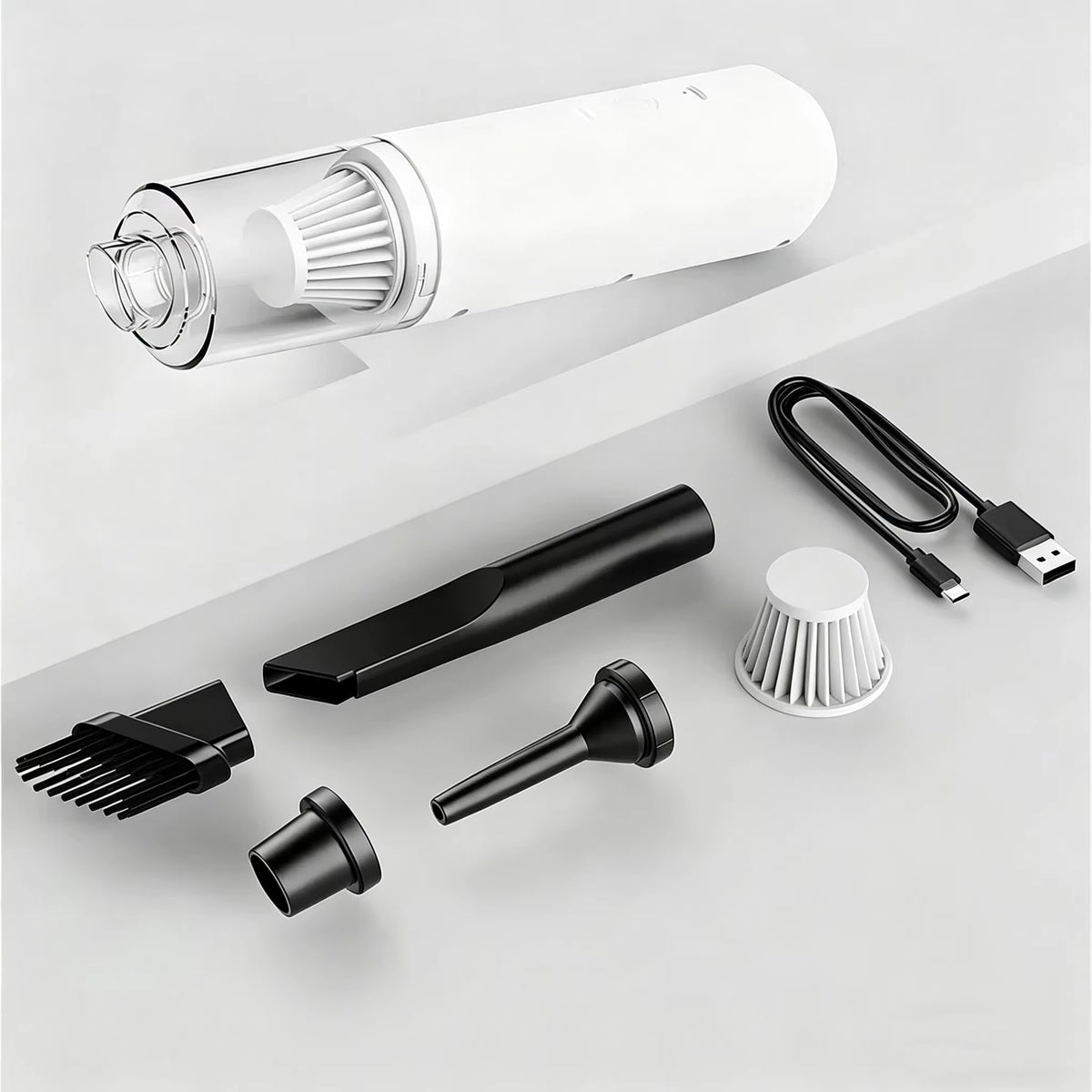 Mini Handheld Vacuum Cleaner Car Use Wireless Charging High Power Portable Fungus Eliminator for Home and Car Interior Cleaning