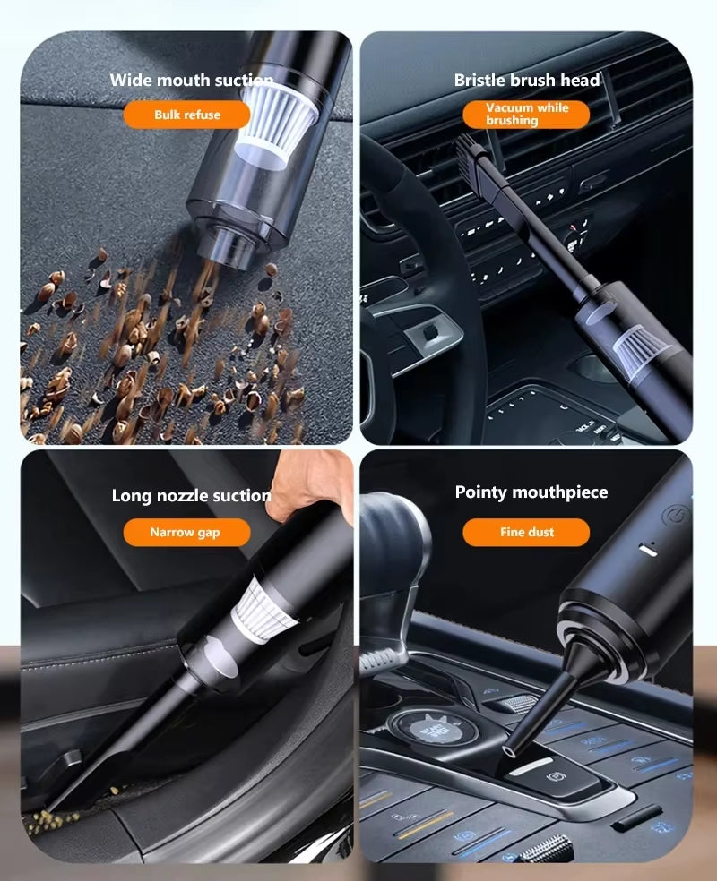 Mini Handheld Vacuum Cleaner Car Use Wireless Charging High Power Portable Fungus Eliminator for Home and Car Interior Cleaning