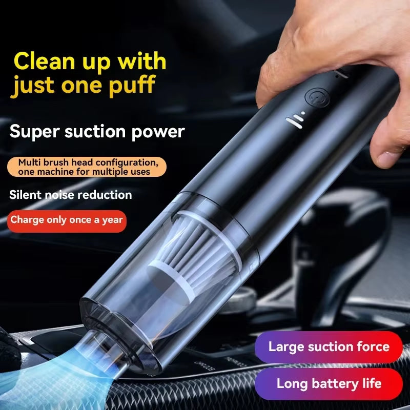Mini Handheld Vacuum Cleaner Car Use Wireless Charging High Power Portable Fungus Eliminator for Home and Car Interior Cleaning